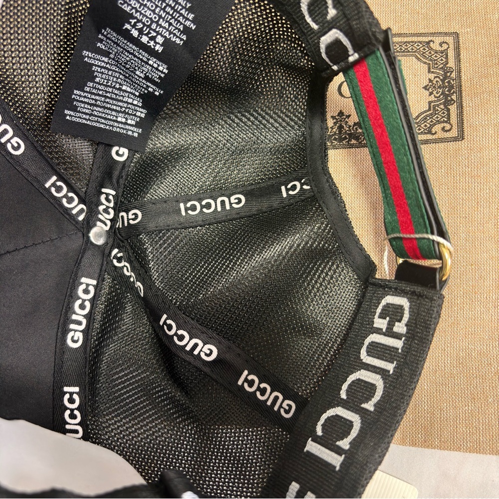 Gucci Beige Tiger Web Baseball Cap Mesh Gg Supreme Classic - Picture 3 of 6